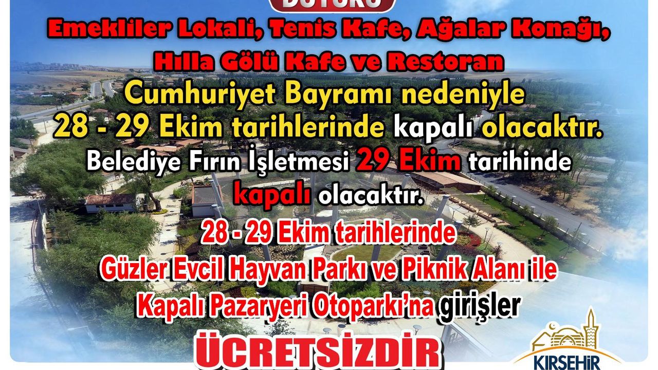Kırşehir Belediyesi’nin bazı tesisleri hizmete ara verecek
