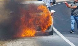 Yozgat’tan Kırşehir istikametinden gelen araç yandı
