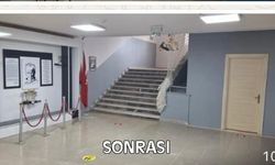 O okulun girişi yenilendi