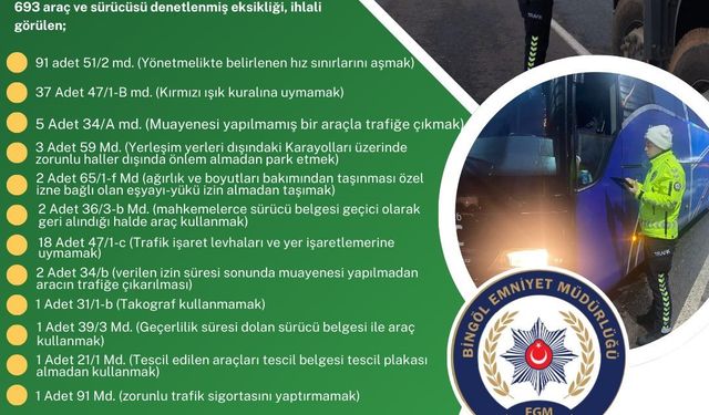 Bingöl’de 171 sürücüye ceza kesildi