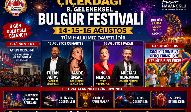 8. Geleneksel Çiçekdağı Bulgur Festivali Başlıyor