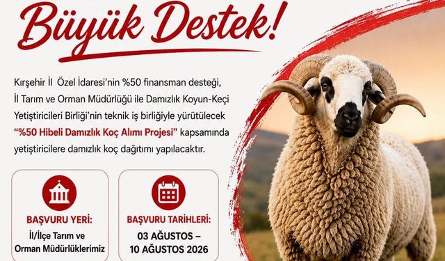 Kırşehir’de küçükbaş yetiştiricilerine yüzde 50 hibeli koç desteği başlıyor