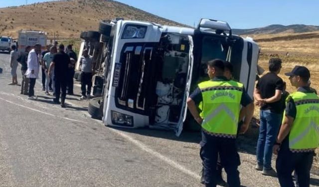 Kaza Yapan Tırdaki Hayvanlar Güvenli Alana Çekildi