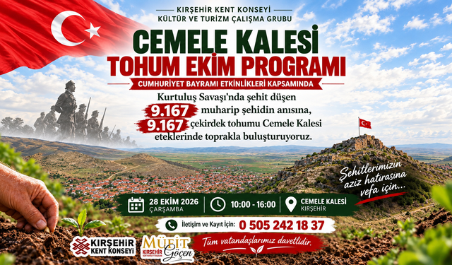 Kırşehir’de 9 Bin 167 Şehidin Anısına 9 Bin 167 Tohum Toprakla Buluşacak
