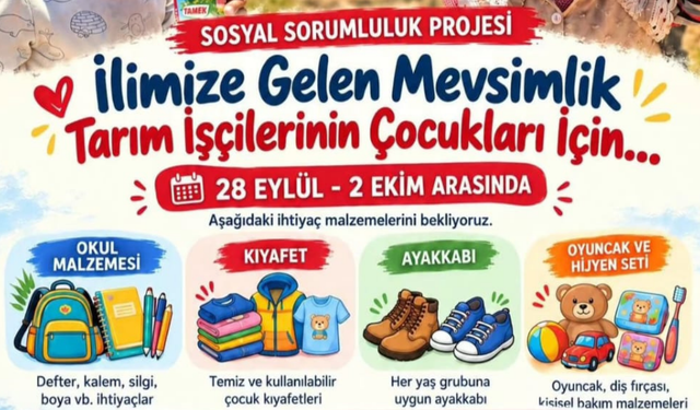 Tarım İşçilerinin Çocukları İçin Kırtasiye ve Giysi Kampanyası