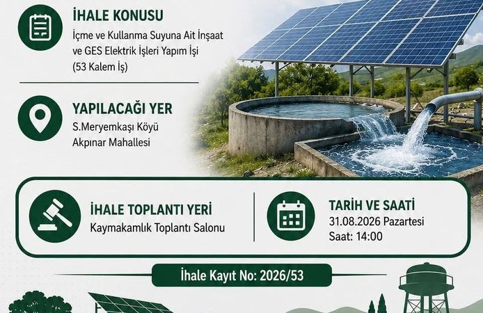 Kaymakamlık Su İhalesini Duyurdu