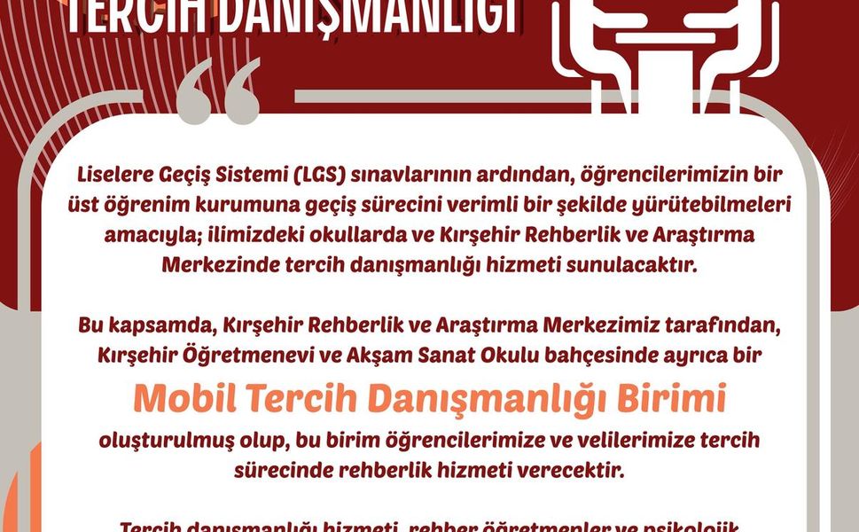 Kırşehir’de LGS Tercih Danışmanlığı desteği başladı