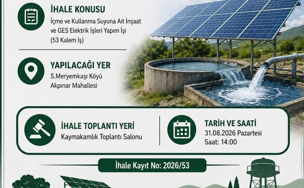 Kaymakamlık Su İhalesini Duyurdu