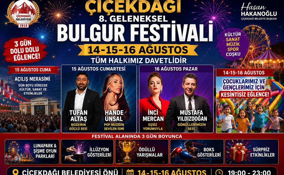 8. Geleneksel Çiçekdağı Bulgur Festivali Başlıyor