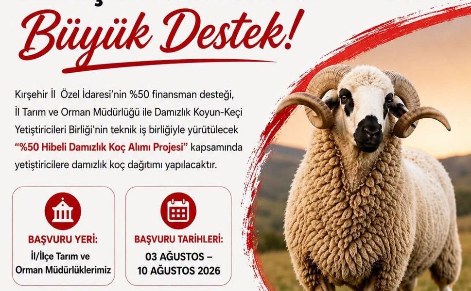 Kırşehir’de küçükbaş yetiştiricilerine yüzde 50 hibeli koç desteği başlıyor