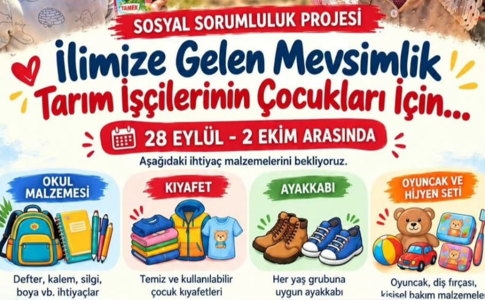 Tarım İşçilerinin Çocukları İçin Kırtasiye ve Giysi Kampanyası