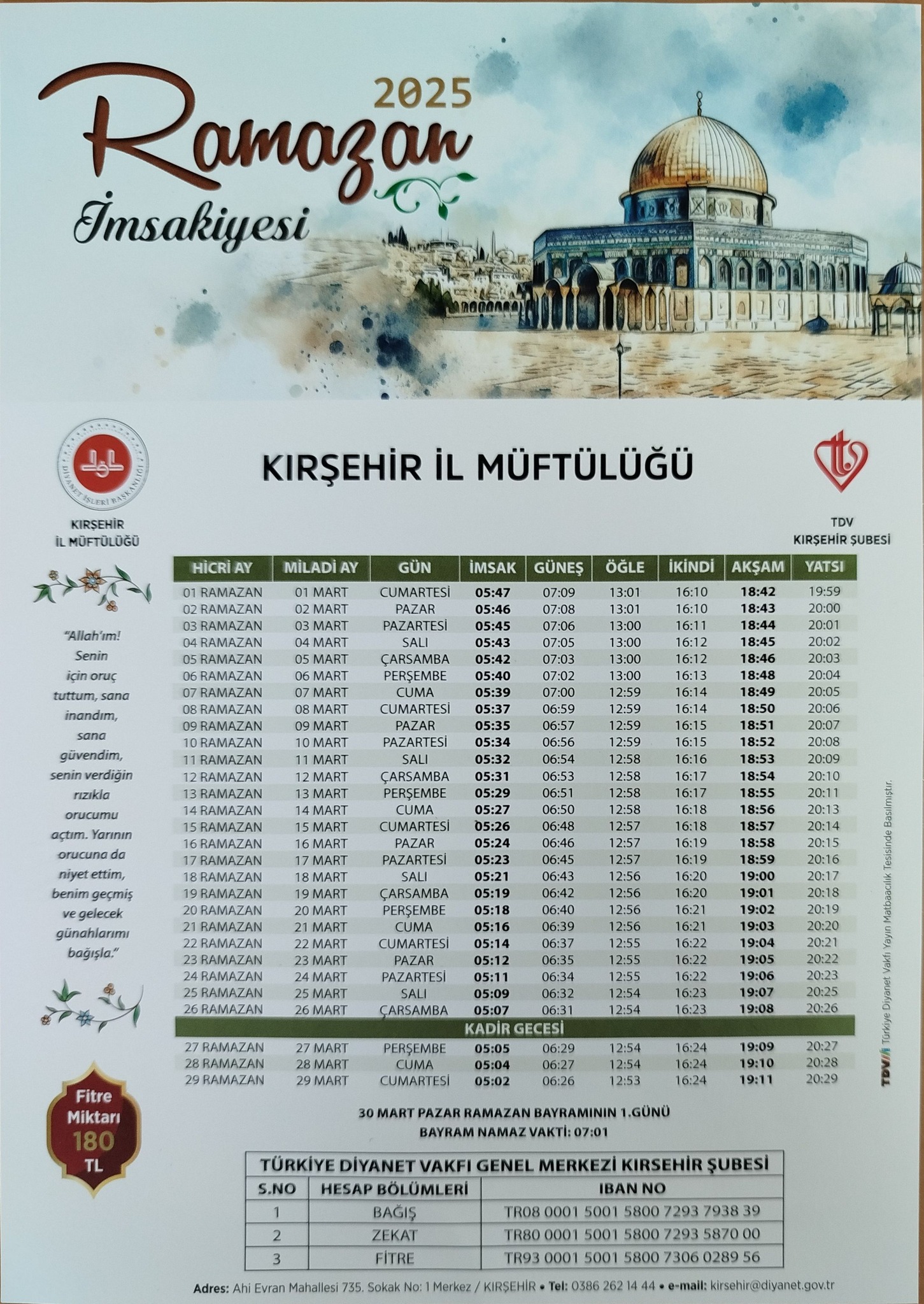 Kırşehir Imsakiye