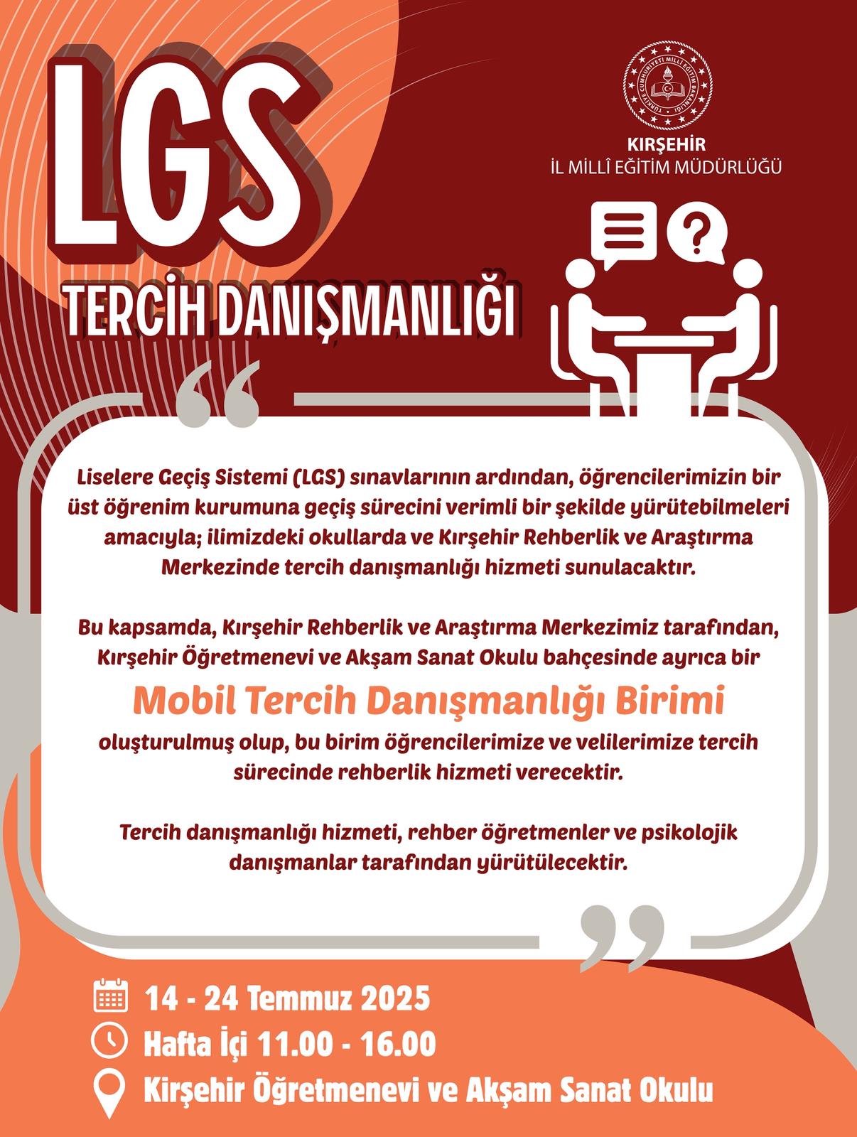 Kırşehir’de Lgs Tercih Danışmanlığı Desteği Başladı