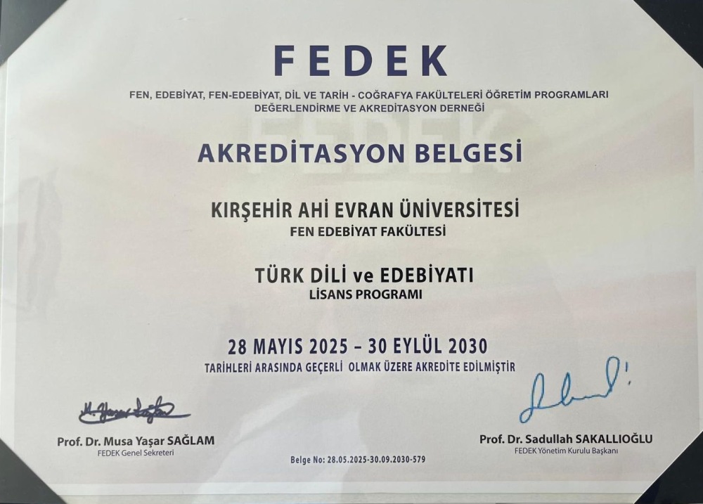 Türk Dili Ve Edebiyatı’nda Akreditasyon Gururu