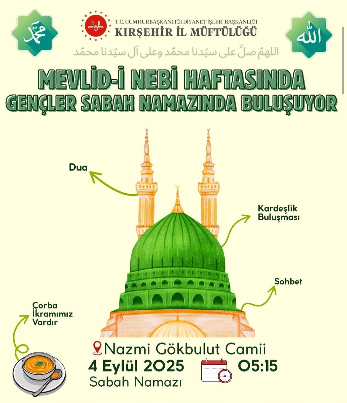 Mevlid I Nebi Haftası’nda Kırşehir Gençleri Sabah Namazında Buluşuyor