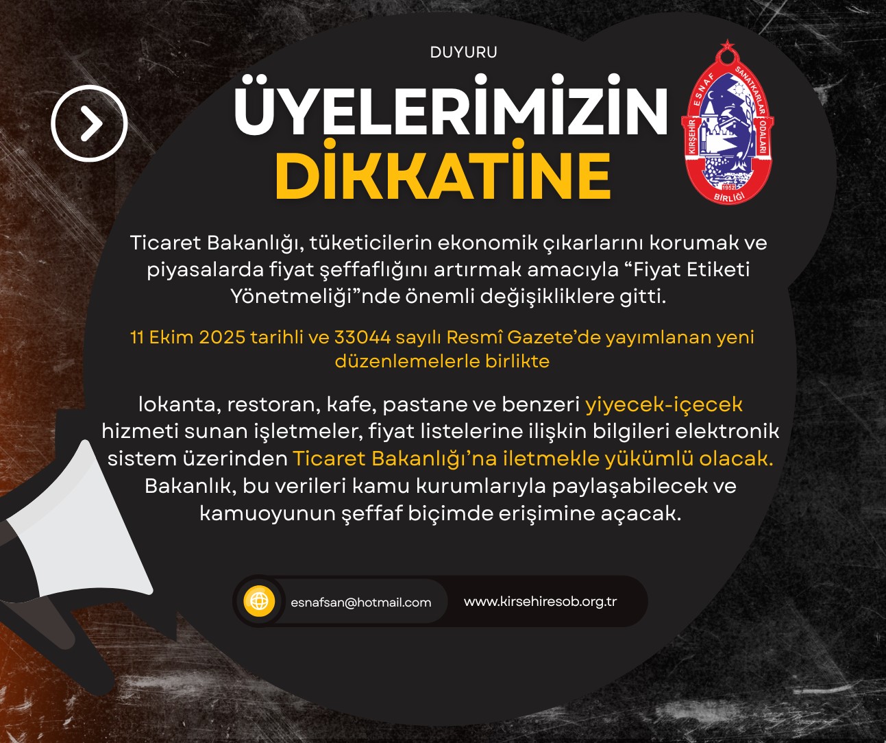 Kırşehir’de Işletmelere Fiyat Etiketi Uyarısı