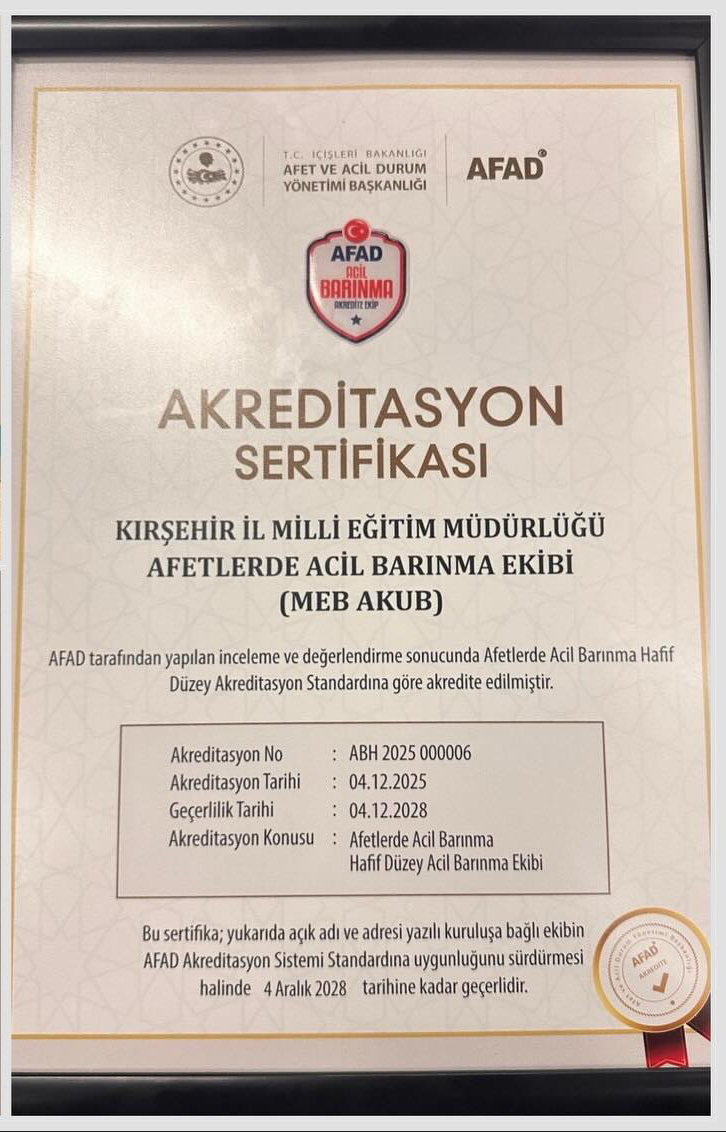 Meb Akub Ekibine Barınma Akreditasyon Belgesini Takdim Edildi