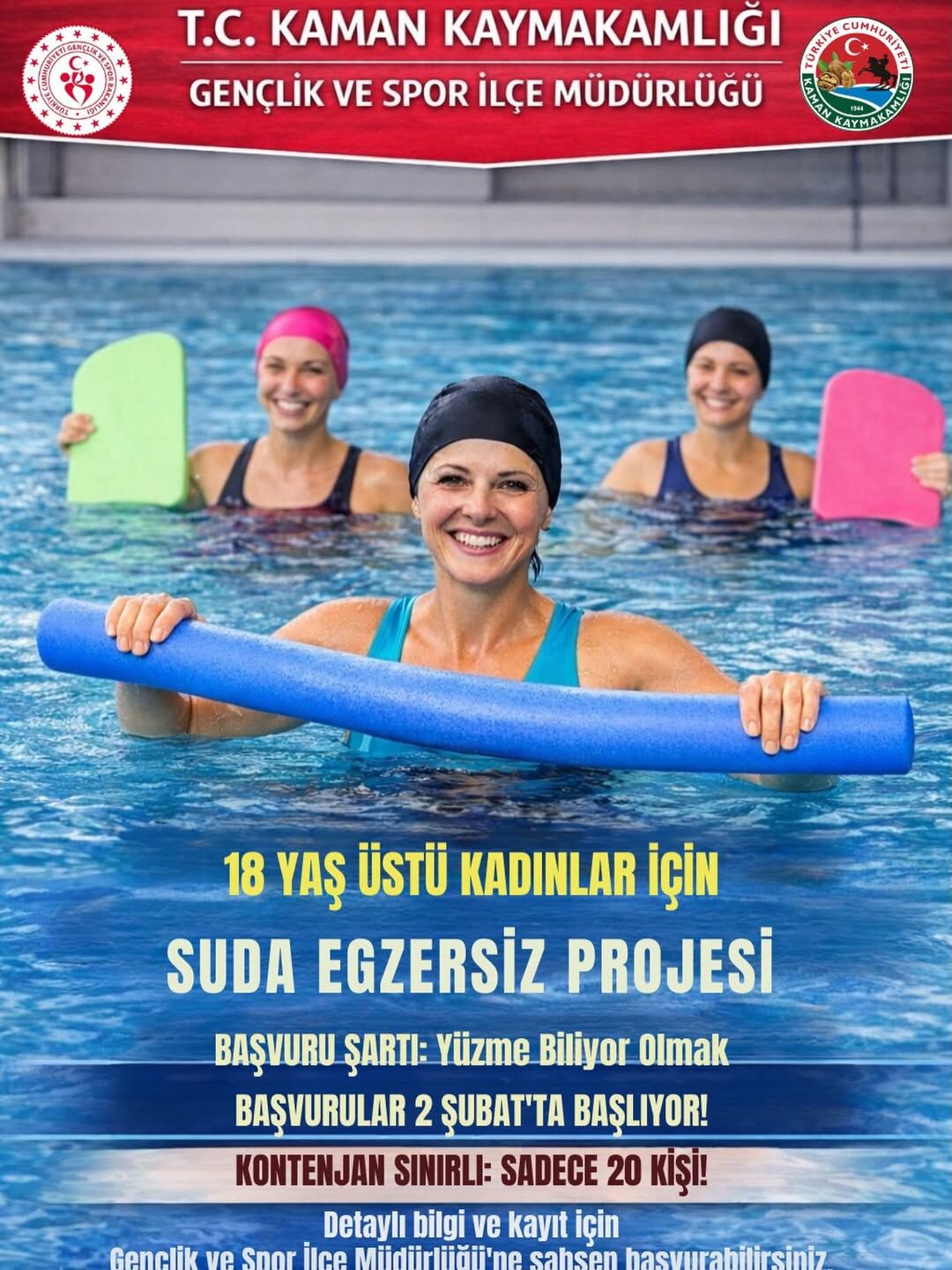 📍Kaman Gençlik Ve Spor İlçe Müdürlüğü 💧 Suda Egzersi̇z Projesi̇ Başliyor! 💧Kaman Gençlik Ve Spo