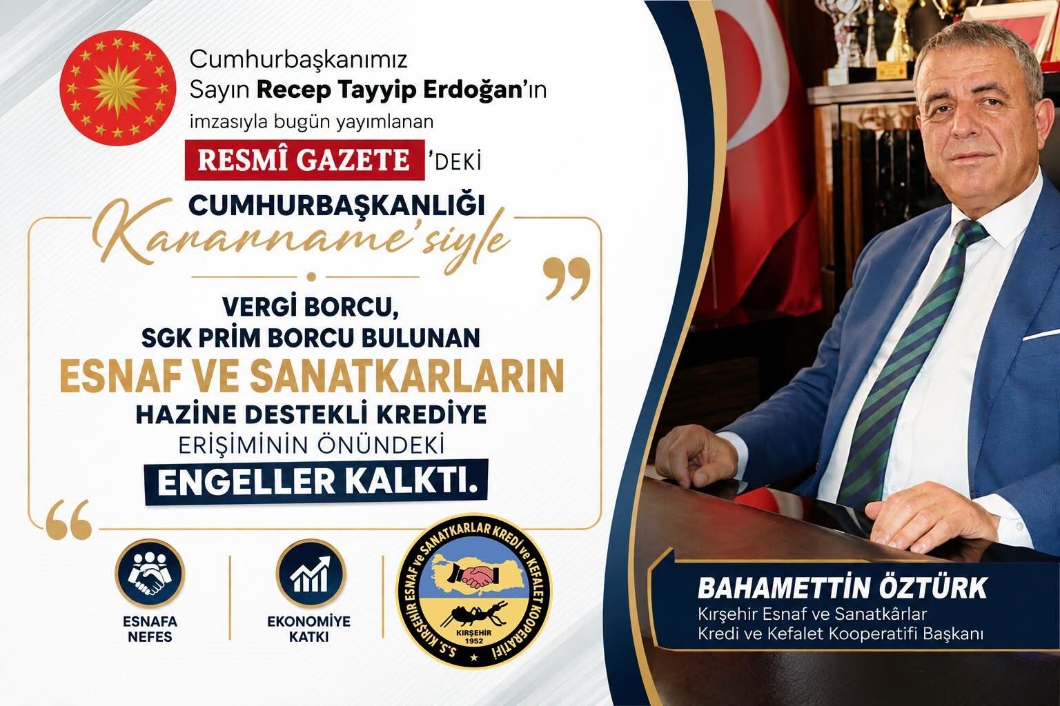 Kırşehir Esnafına Finansman Müjdesi Borcu Olan Destek Kredisi Kullanabilecek