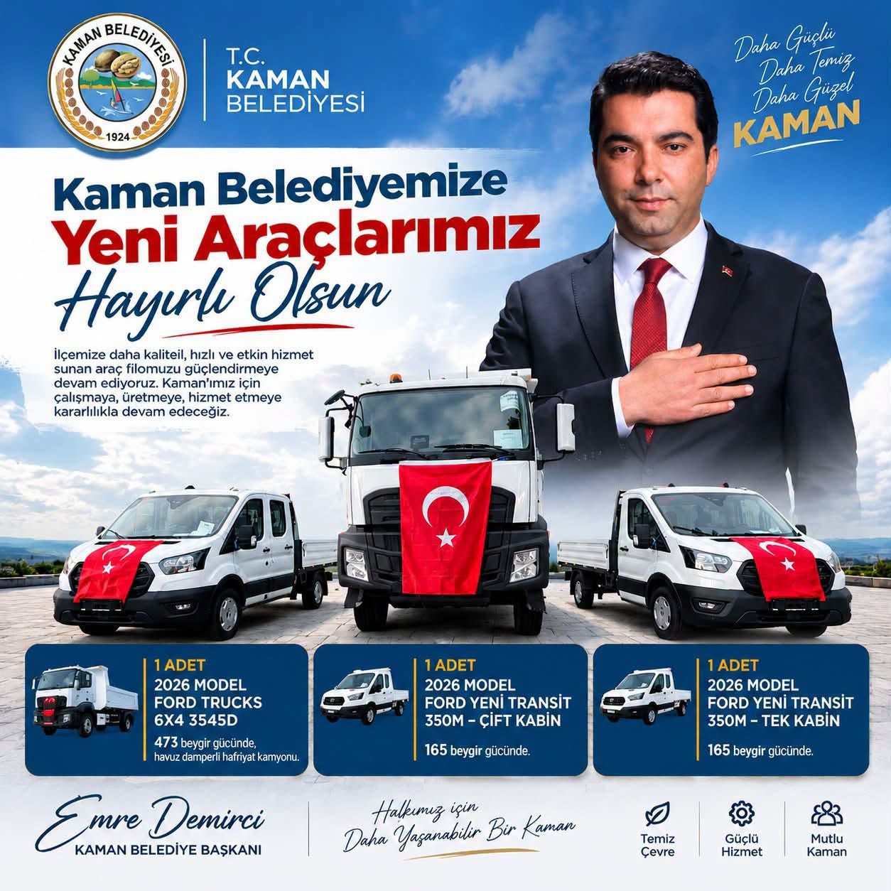 Kırşehir Kaman Belediyesinin Araç Filosuna 3 Yeni Araç Katıldı 1