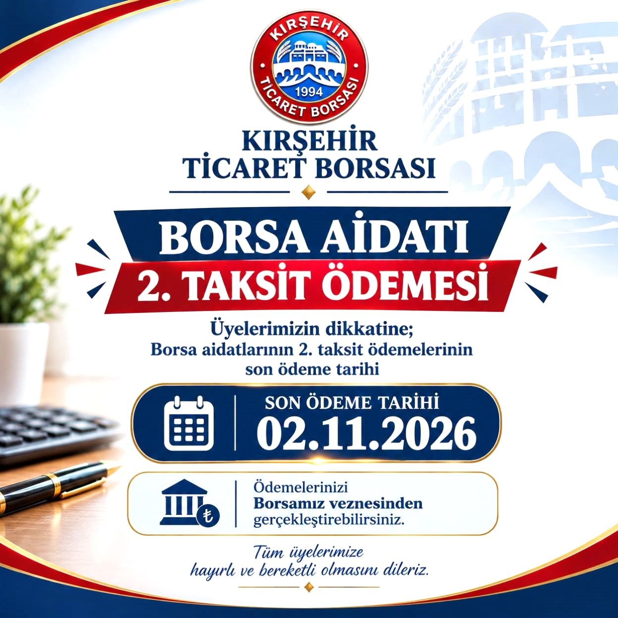 Kırşehir Ticaret Borsası’ndan Üyelere Aidat Uyarısı
